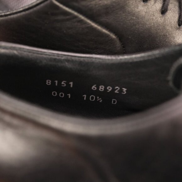 Ralph Lauren Italy Mens 10.5 Black Soft Leather Dress Shoes Cap-toe Derby Oxford - Picture 6 of 12